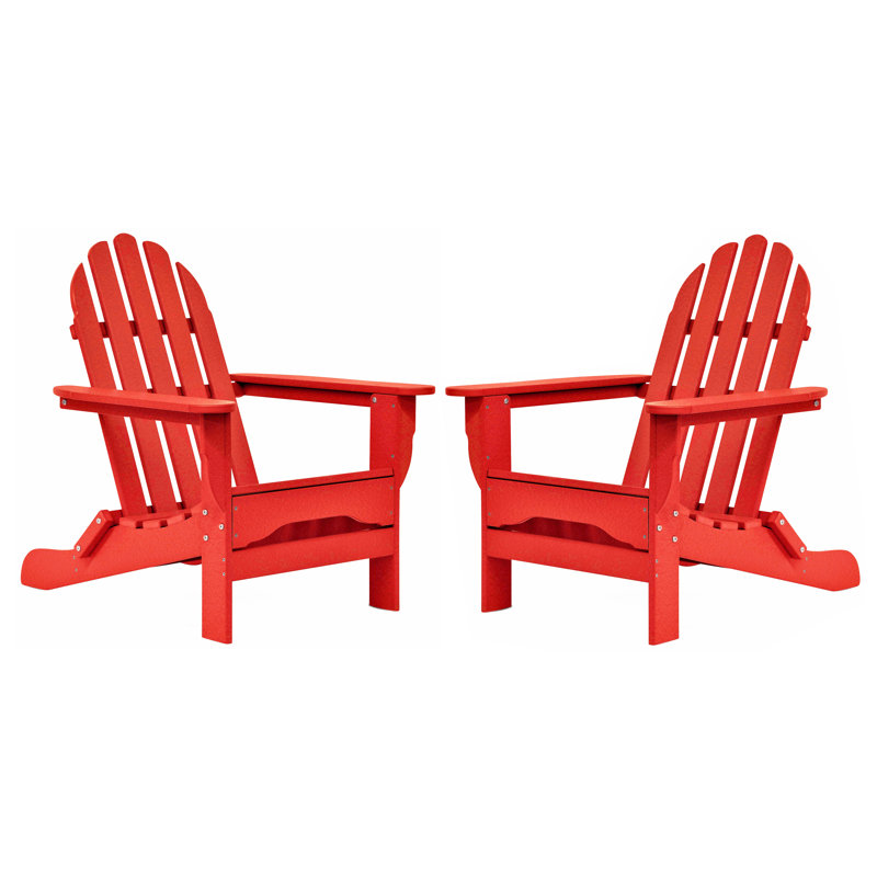Hartington Poly Lumber Outdoor Adirondack Chair, Bright Red