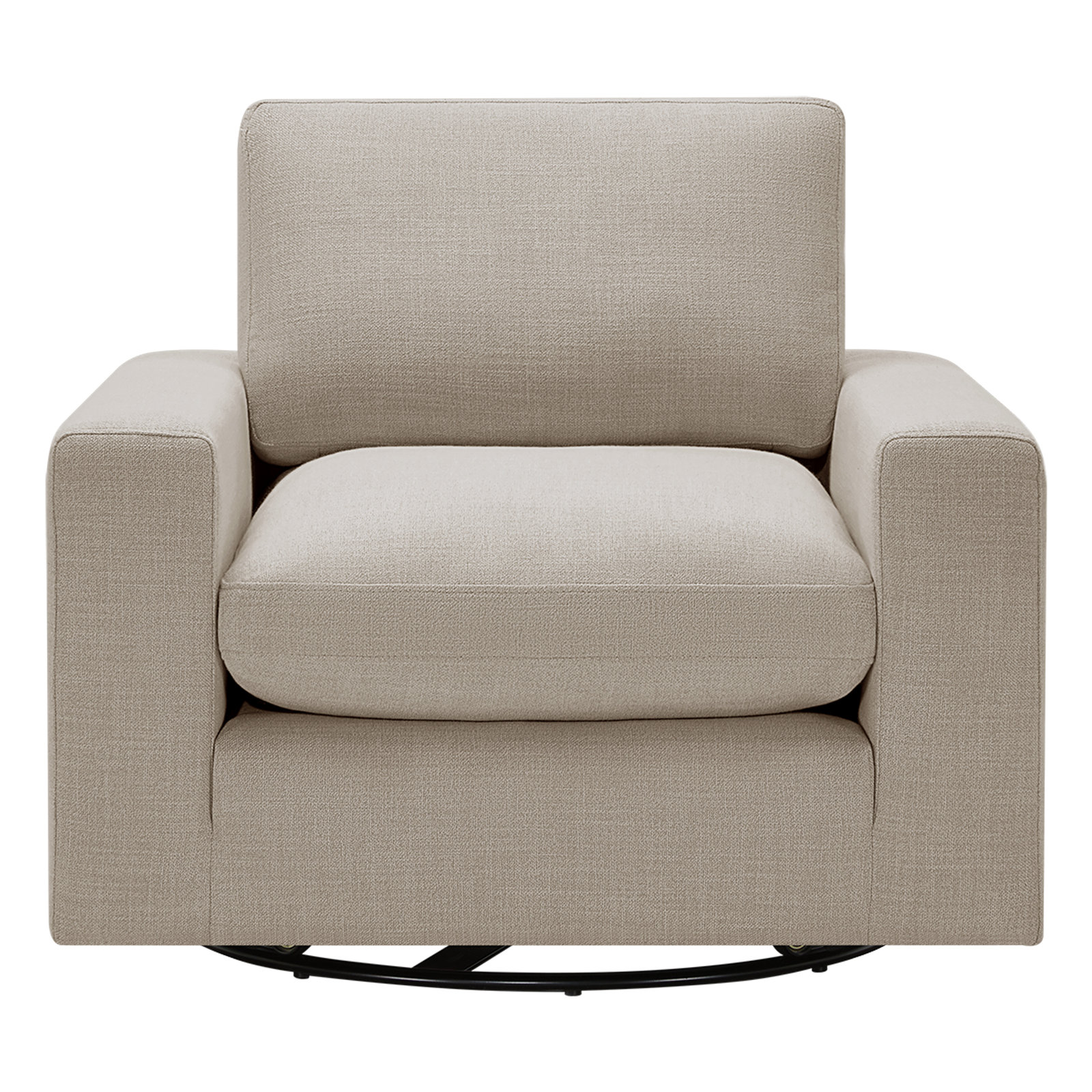 Asher Linen Swivel Club Chair, Effie Flax Performance Linen