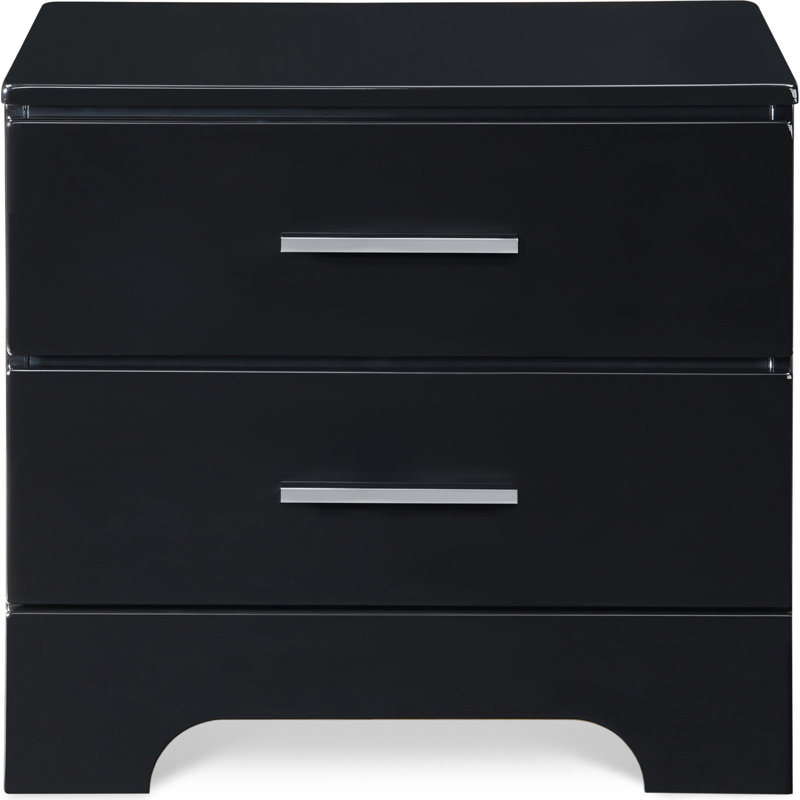 Table de chevet 2 tiroirs Hudson avec port USB et rangement, noir, Noir