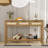 51.3" Rattan Console Table With 3 Drawers-1653325084