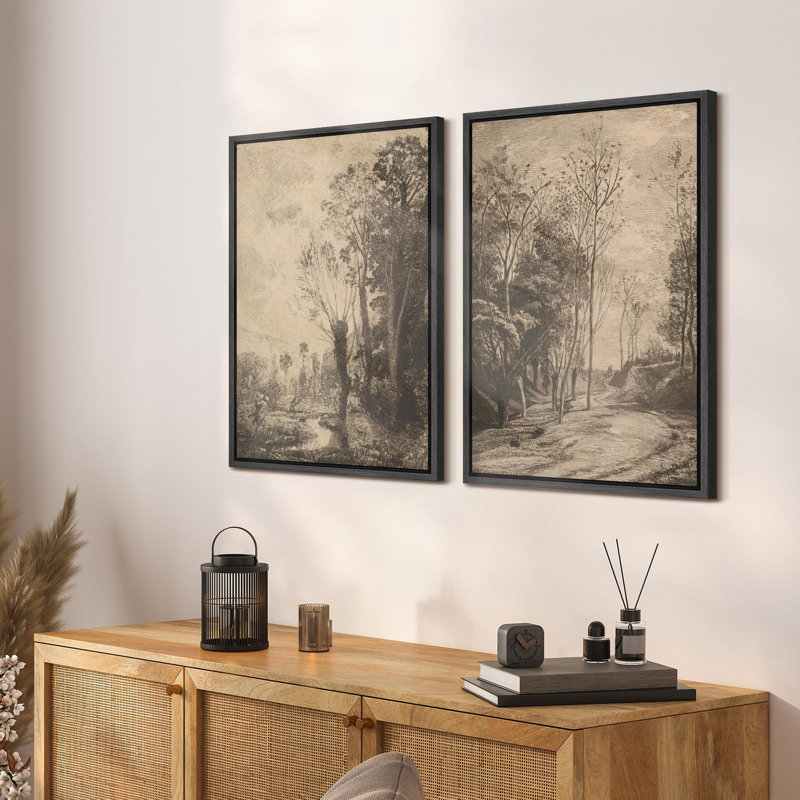 «Sunset Splendor Vibrant Skyline», 2 pièces sur toile, Noir, H 24 po x l 32 po
