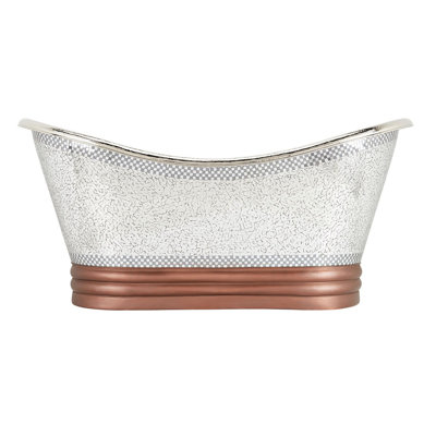 Anastasia 71" Free Standing Copper Soaking Tub with Center Drain, Drain Assembly, and Overflow