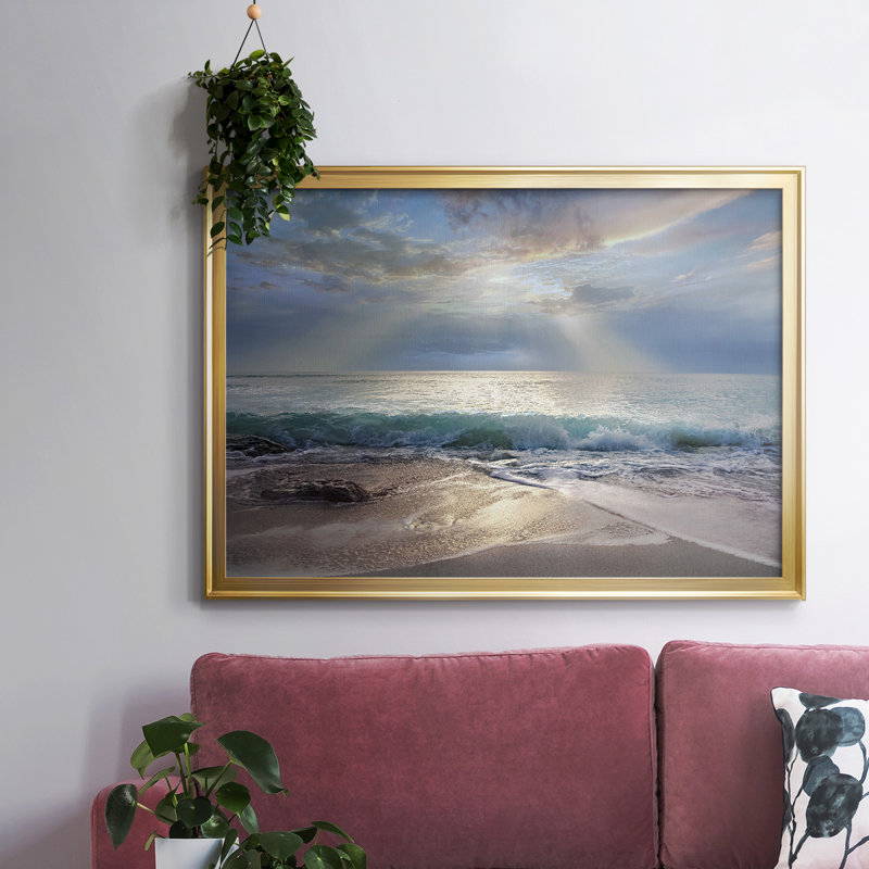 Aqua Blue Morning, reproduction d'art sur toile, Or, H 26 po x l 38 po x P 1,5 po