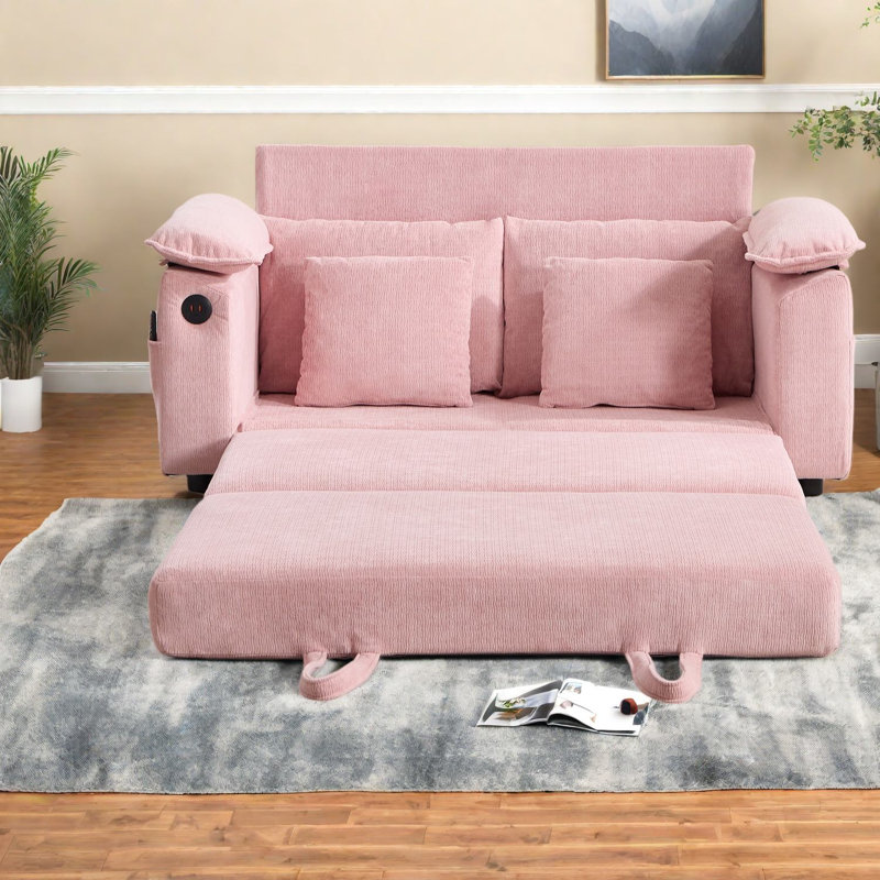 Compression Sofas 3 In 1 Chenille Sleeper, Modern Compact Home Loveseat