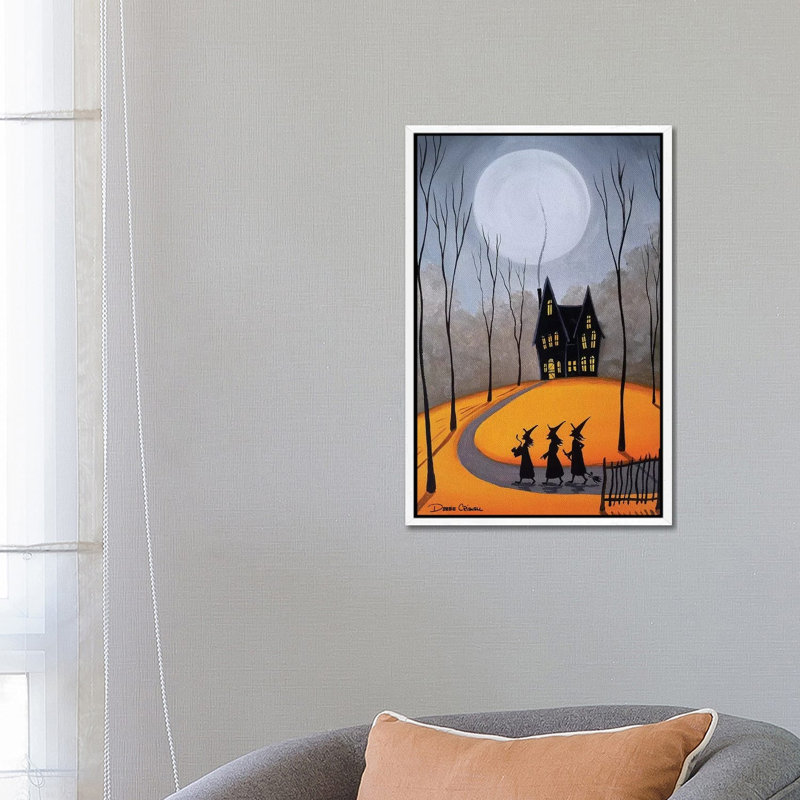 Three Little Witches by Debbie Criswell - Wrapped Canvas Print, 66.04 cm H x 45.72 cm W, White Framed