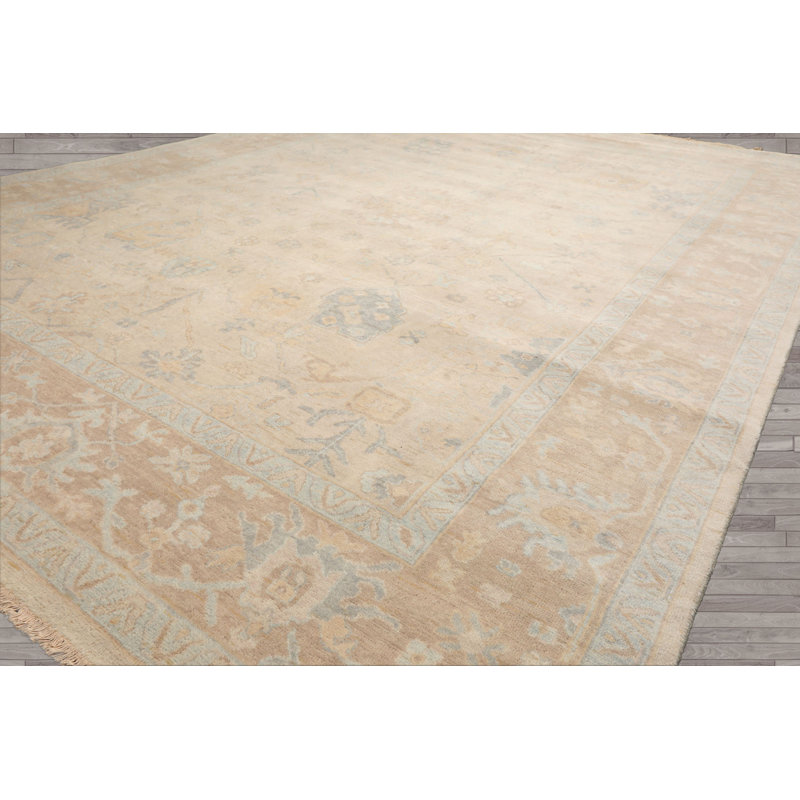 Tapis multicolore en laine délavé beige pierre Oushak, Rectangulaire 2 pi x 3 pi