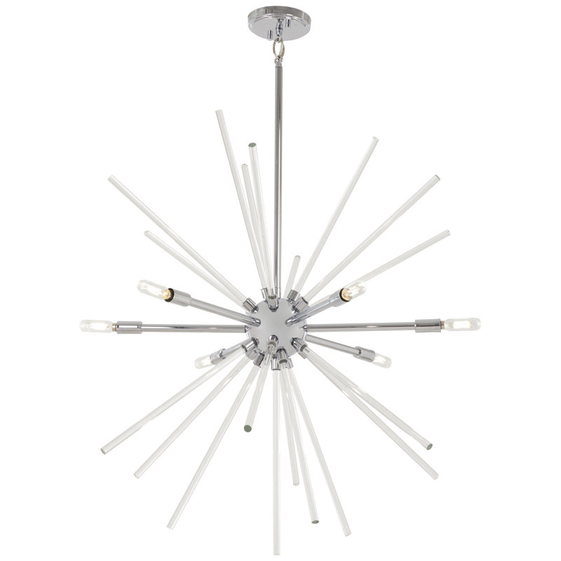 Lustre sphérique Spoutnik à 6 lumières Spiked, H 19 po x l 18 po x P 18 po, Chrome