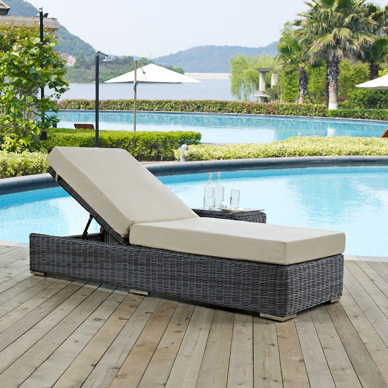 Chaise longue d'extérieur Summon Sunbrella, Toile Sunbrella® beige antique