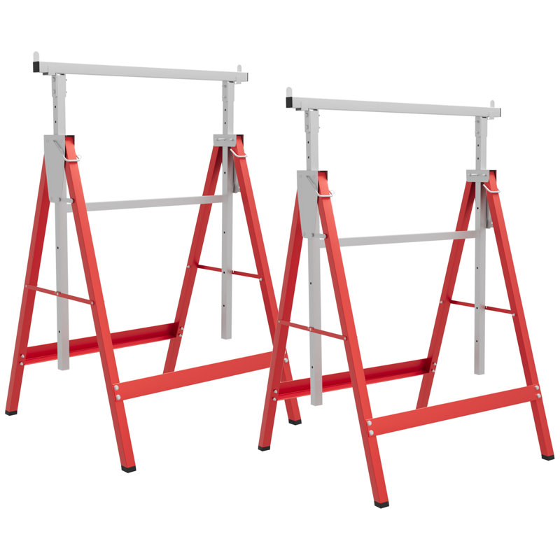 Tréteaux de construction télescopiques réglables, outil de cheval de scie pliant, rouge