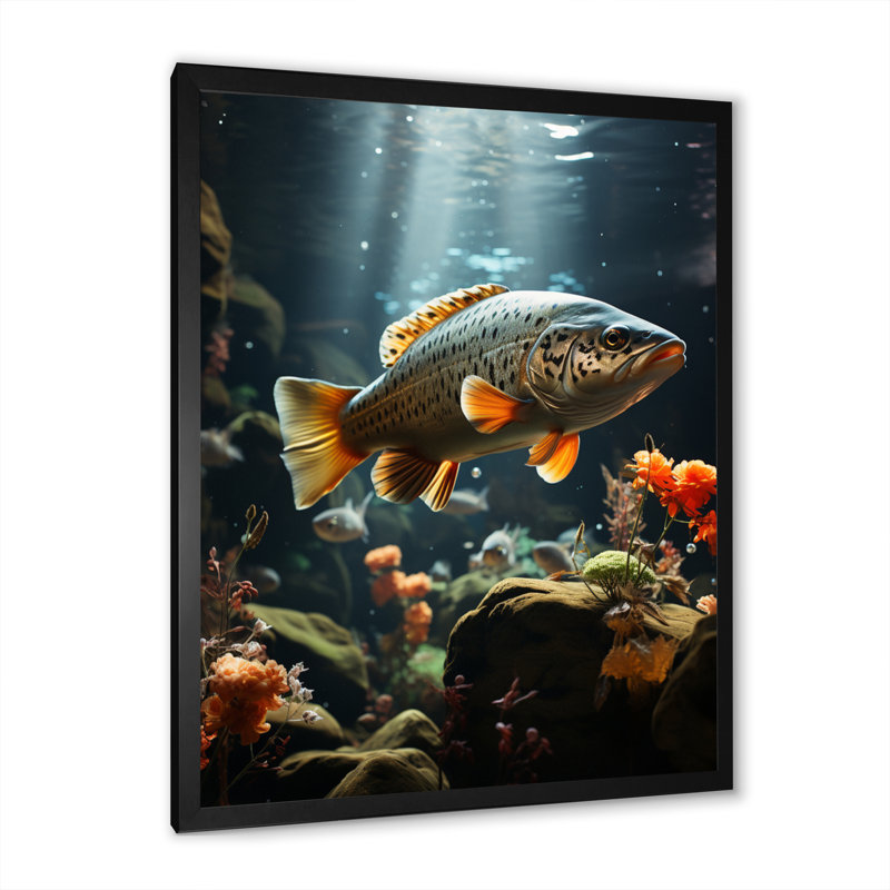 Zabil " Fishing Rustic River II ", Black Picture Framed, 20" H x 12" W x 1" D
