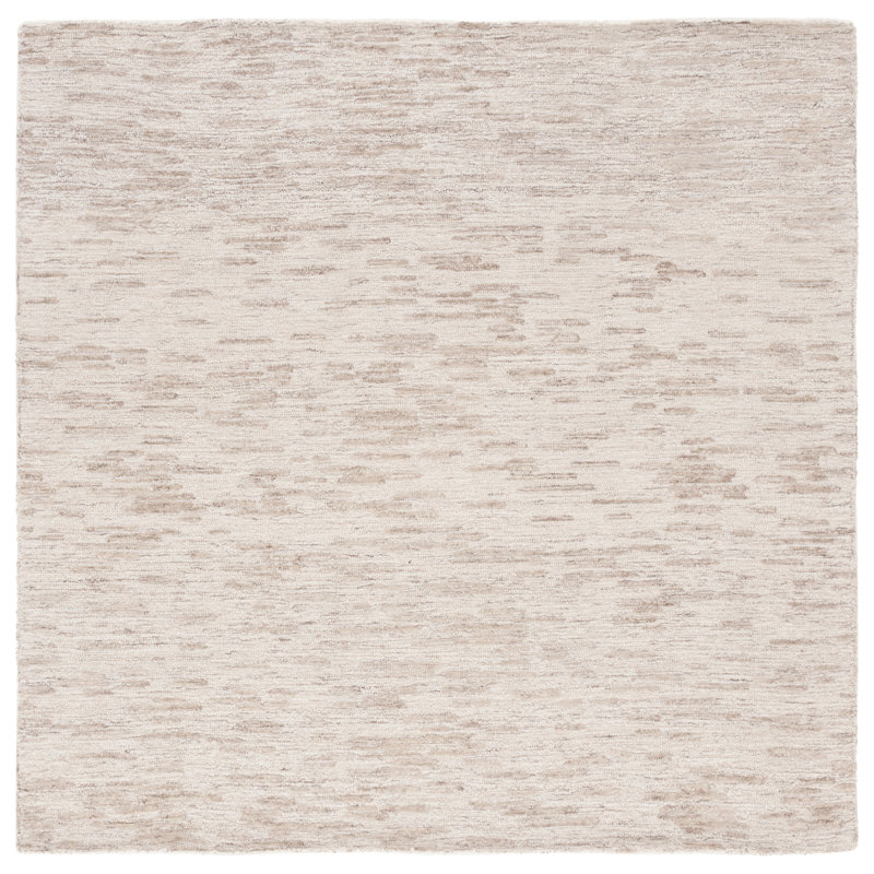 Wilridge Ebony Hand Tufted Wool/Cotton Abstract Rug in Ivory/Light Brown, Square 6'