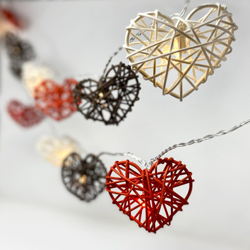 Sharpsburg Marchmont LED Wicker Hearts String Light, 20 Lamps - 5 Metre Long