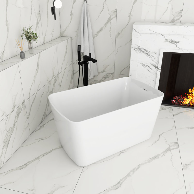 49'' Acrylic Freestanding Soaking Bathtub, Glossy White