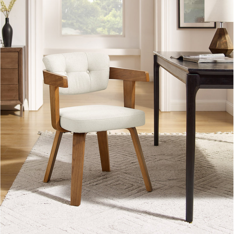 Upholstered Accent Armchair, Off White Fabric