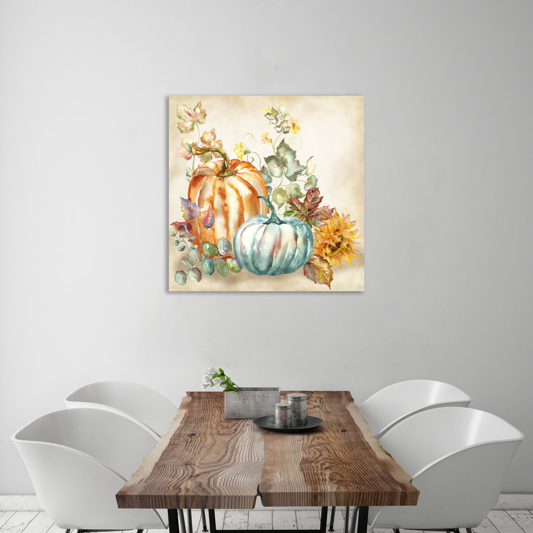 Watercolour Harvest Pumpkins - Wrapped Canvas Painting