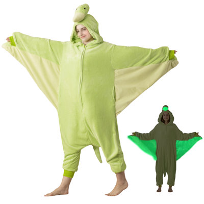 Adult Pterosaur Onesie Pajamas, Glow in The Dark Halloween Cosplay Costumes, One Piece Sleepwear for Women and Men