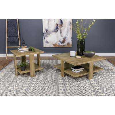 Martinian Round Coffee And End Table Set Mango Brown