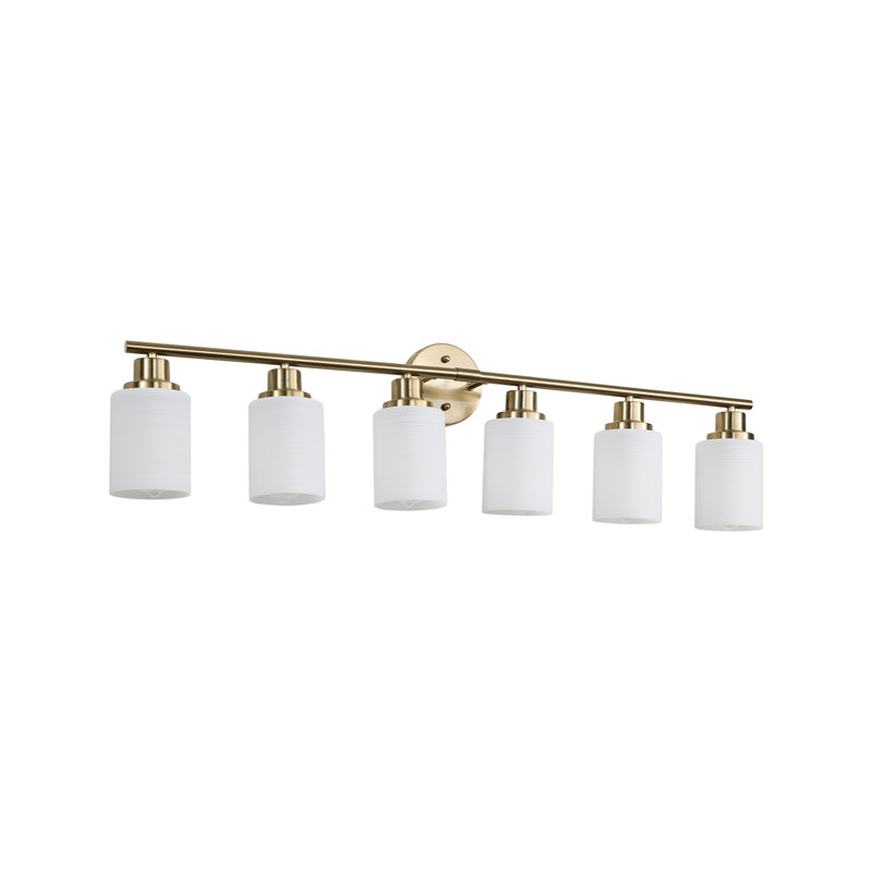 Modern Golden Bathroom Vanity , 6-, Frosted Glass Shades, Wall Mounted Fixture 6- With Lighting For & Dressing Room, 6 Lights
