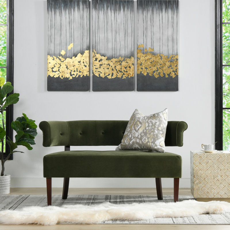 Ilithya 51'' Velvet Settee, Green