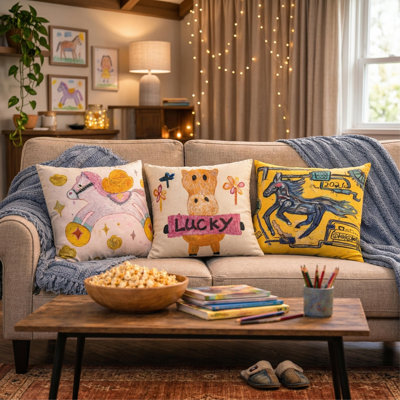 Daneey Funny Pony Plush Throw Pillow Cover– Machine Washable Horse-Shaped Cushion with Playful Print | Super Soft Stuffed Animal Hugging Toy for Kids' Bedroom, Sofa, Car Travel & Nursery – A Thoughtful Present That Brings Joy and Easy Care – Brings Childlike Wonder to Bedtime, Naptime & Anytime