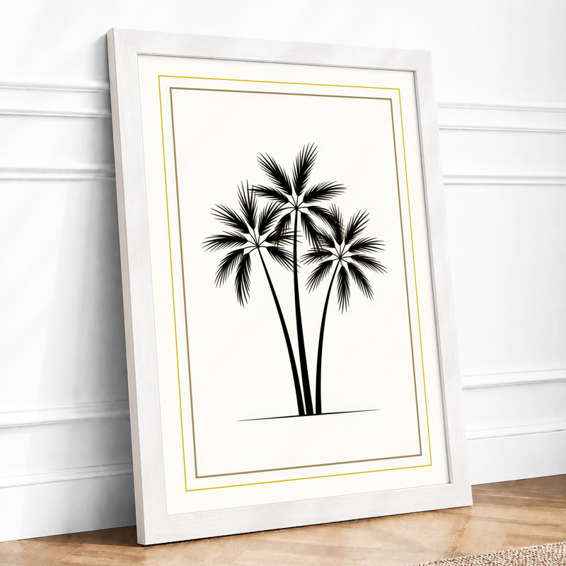 Geometric Palms Art Deco - Framed Print, A4 - 29.7 x 21.0 cm, White
