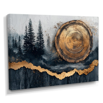 Forêt de pins, paysage sur pierre, horizon II - forêt, art mural sur toile
