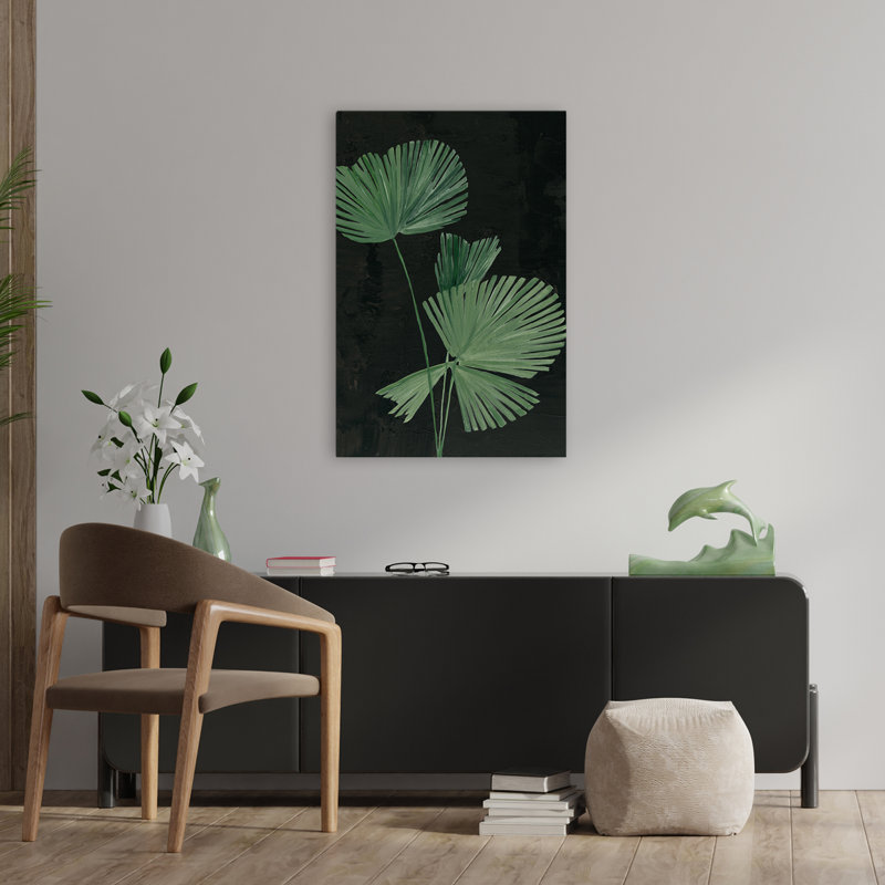 Palmier botanique III - art botanique noir, H 36 po x l 24 po