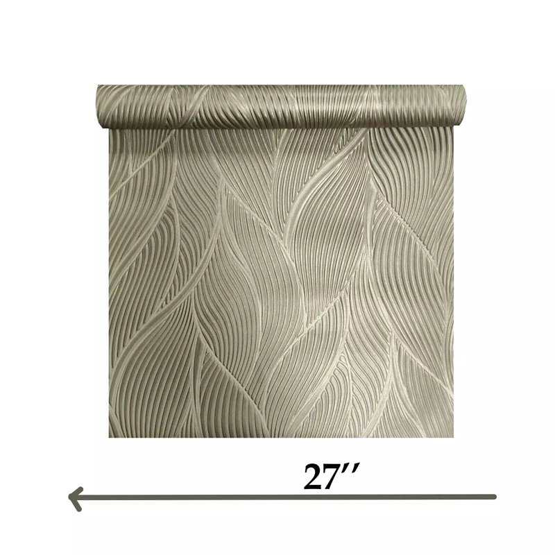 Laiton métallique, faux tissu, lignes ondulées, papier peint moderne contemporain texturé