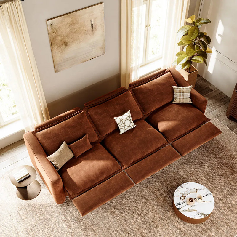 Ergopals-Canapé inclinable électrique, 36" H x 121" W x 37.5" D, Brown