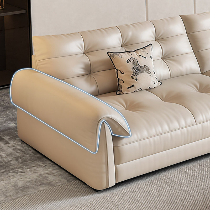Canapé modulaire orange en cuir véritable, H 33,86 po x l 98,43 po x P 38,19 po, Kaki