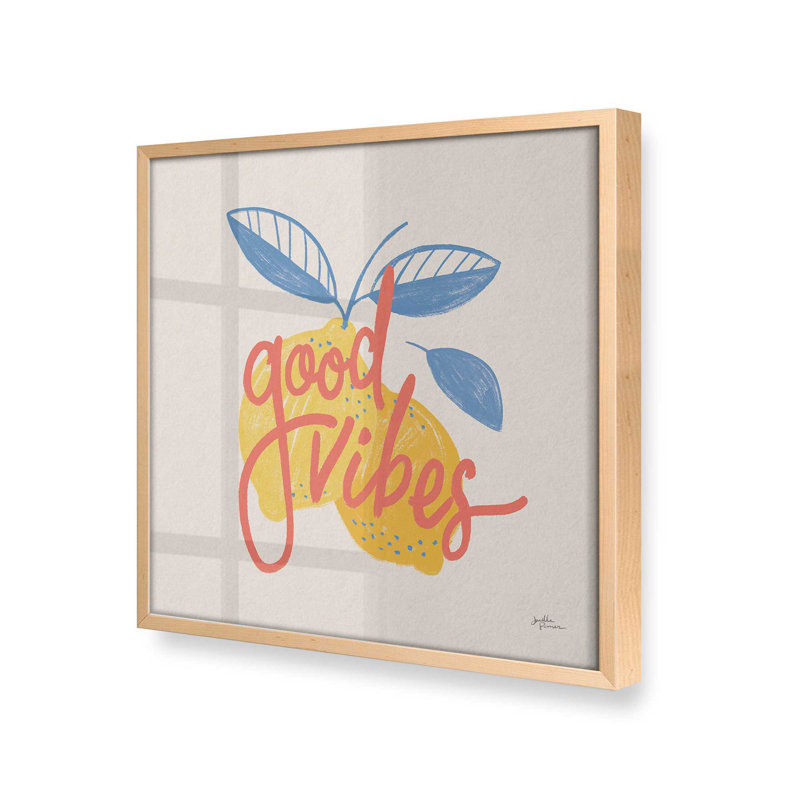 «Good Vibes Lemon», Érable brut encadré, H 17,5 po x l 17,5 po