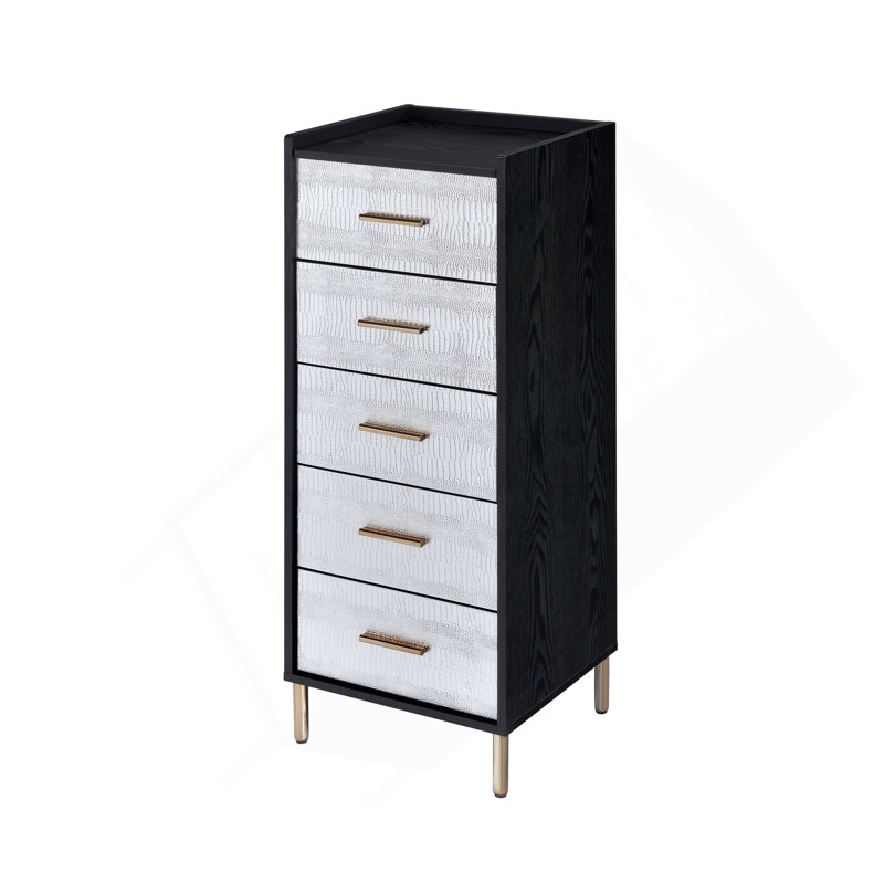 Armoire à bijoux noire, argentée et dorée