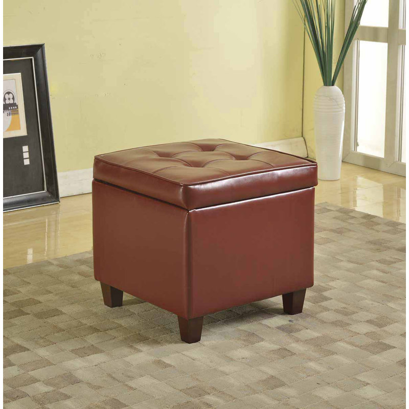 Gamalier Square Tufted Storage Ottoman, Dark Red