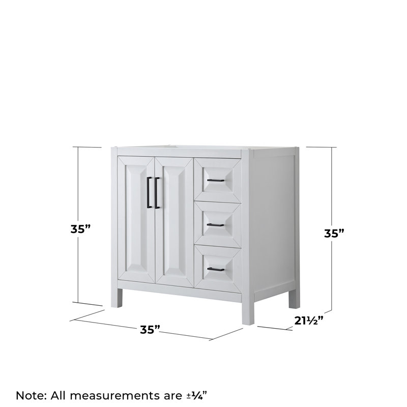 Daria 35'' W Bathroom Vanity Base, White/Matte Black