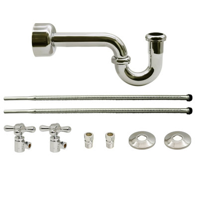 Trousse d'alimentation pour piédestal avec siphon en P et butées d'angle