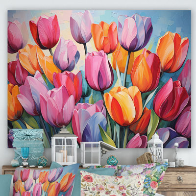 Painted Multicolor Tulips Collage II - Tulips Wall Art