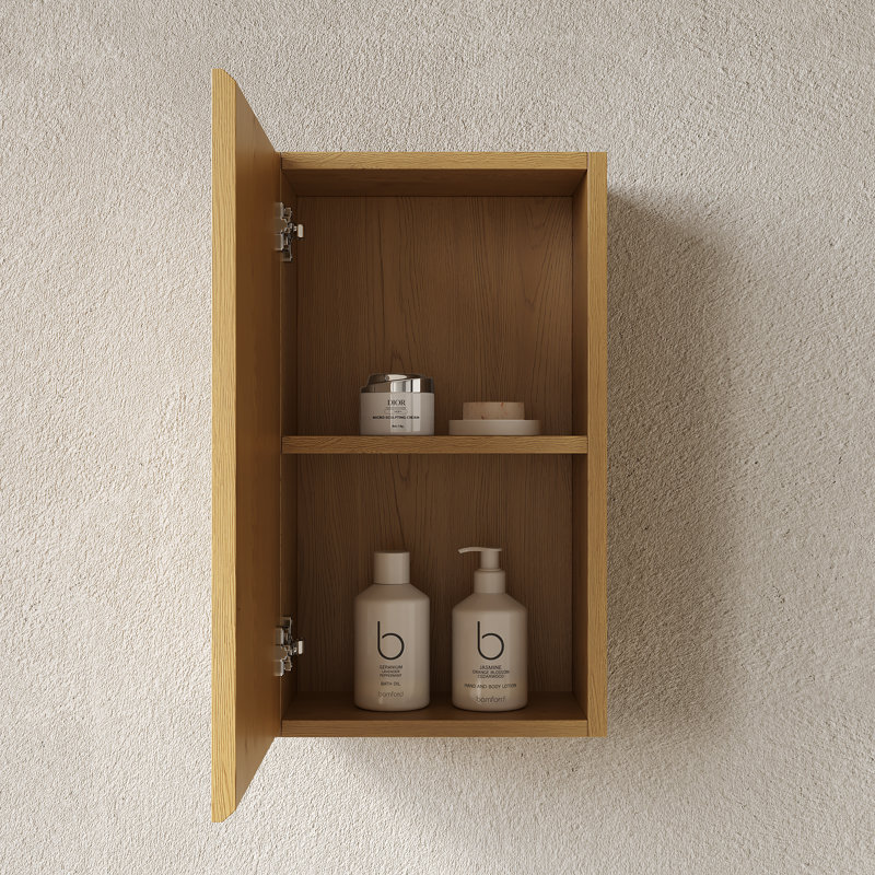 MITCH 23" Corner-Friendly Bathroom Wall Cabinet, Single Door, Small Space Design, Corolla Oak