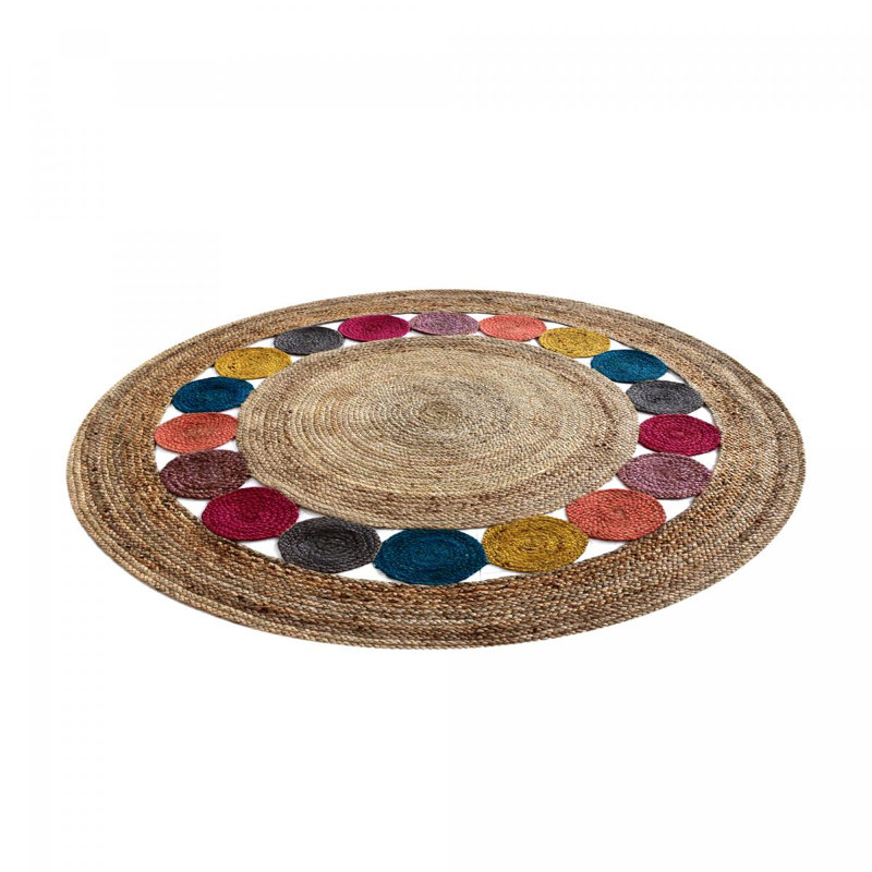 Ebel Round Polka Dots Hand Woven Kilim, Round 150cm