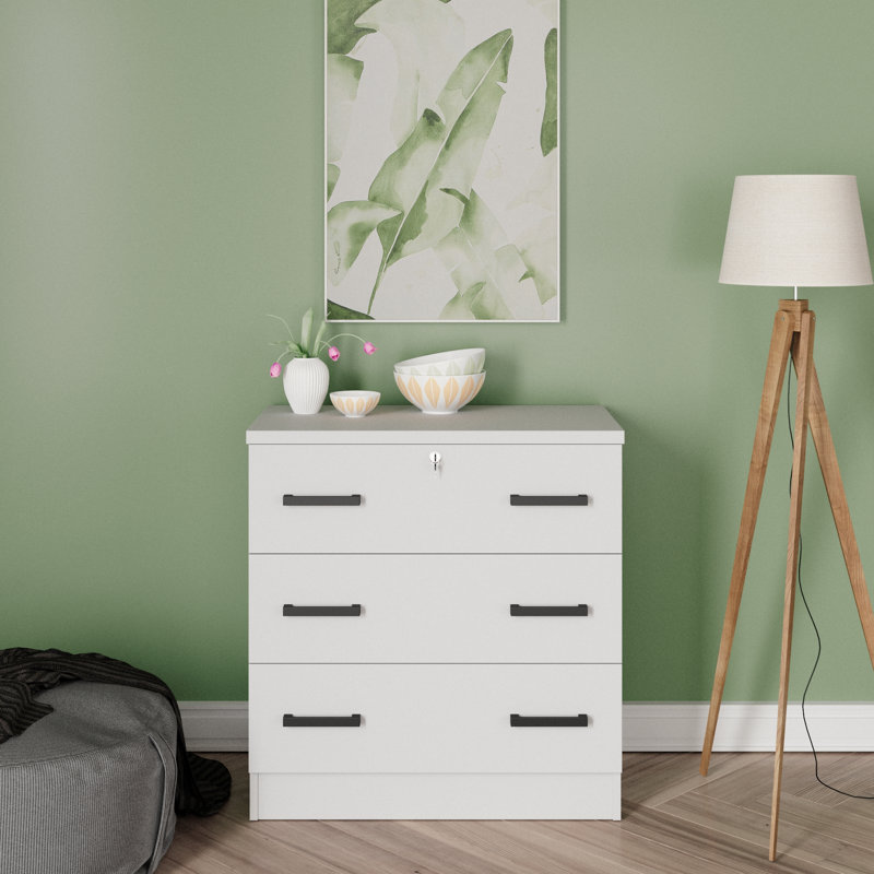 Commode 3 tiroirs, Blanc