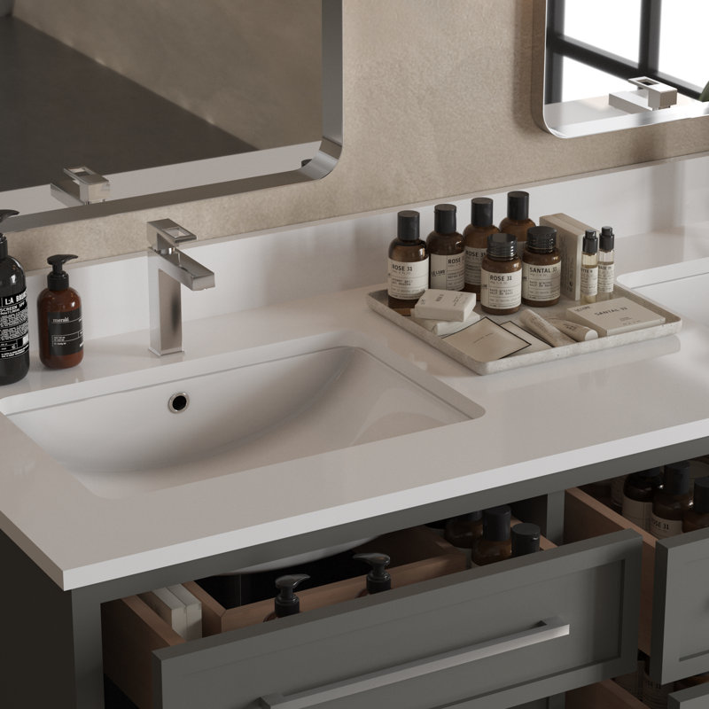 Meuble-lavabo double 63 po Korhonen, Gris