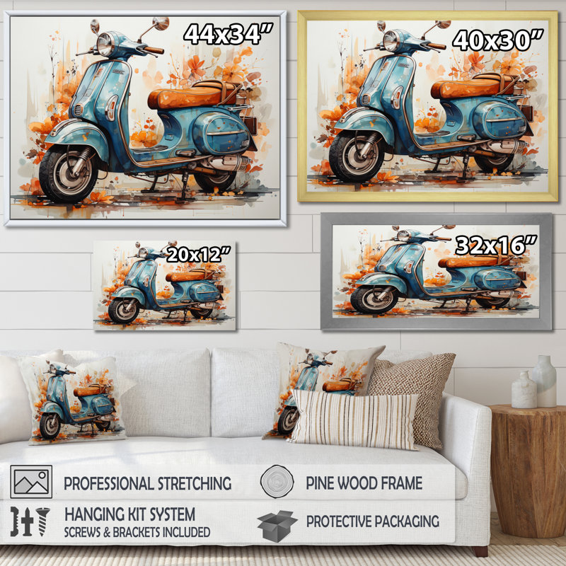 Blue Family Fun Scooter - Imprimé, H 34 po x l 44 po x P 1,5 po, Toile tendue