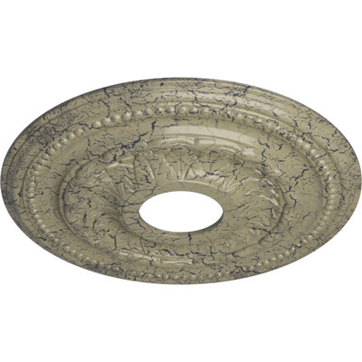 Endurathane Galway Ceiling Medallion, 15 3/4"OD x 3 1/4"ID x 1"P (Fits Canopies up to 3 1/4"), Hand-Painted Castle Stone Crackle Finish