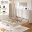 Grand lit plateforme tapissier blanc à oreilles Milun-935789648-979717190