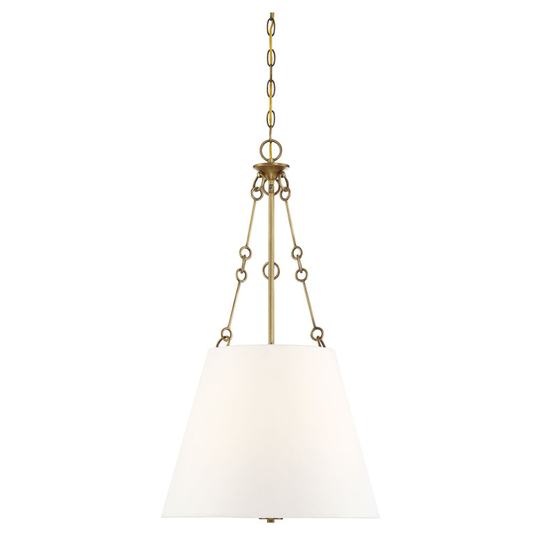 Luminaire suspendu conique en tissu à 4 lumières à intensité variable Lodi, Laiton chaleureux