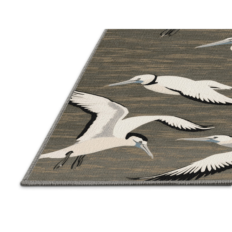 Tapis lavable à motif de fous de Bassan, Rectangulaire 2 pi x 3 pi
