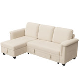 79''  L Shaped Upholstered Sleeper Sofa with 2 side storage bags