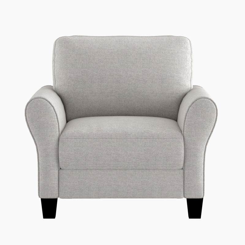 Emilio 37" Modern & Contemporary Accent Chair with Chenille Fabric Upholstery, Exposed Feet, Foam over Pocket Coils, Sand