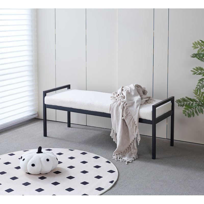 Loxe Teddy Upholstered Bench, Cream Sherpa