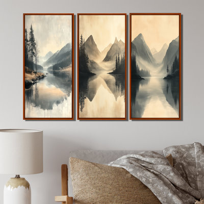 Minimalisme, Norvège, paysages d'hiver I - lac, impressions sur toile, 3 pièces