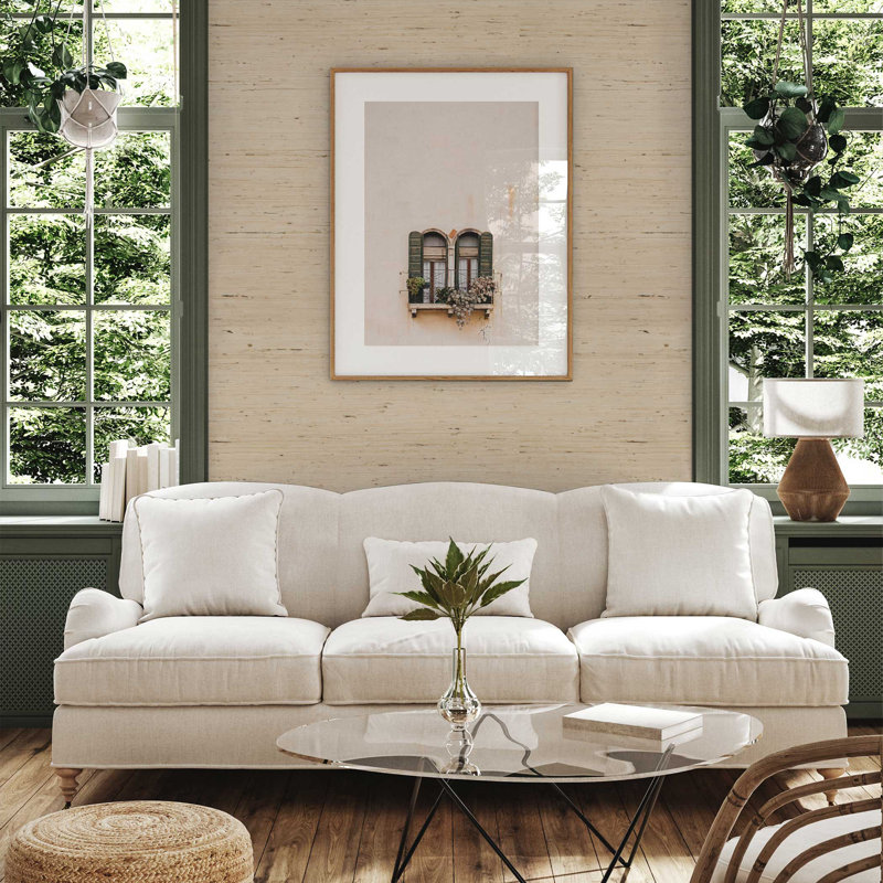 Arrowroot Weave Authentic Grasscloth Wallpaper, Beige
